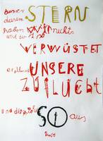 außer Konkurrenz: Plakat Klasse 8a (Text: Bertold Brecht), Siebdruck 3farbig, 100x70cm